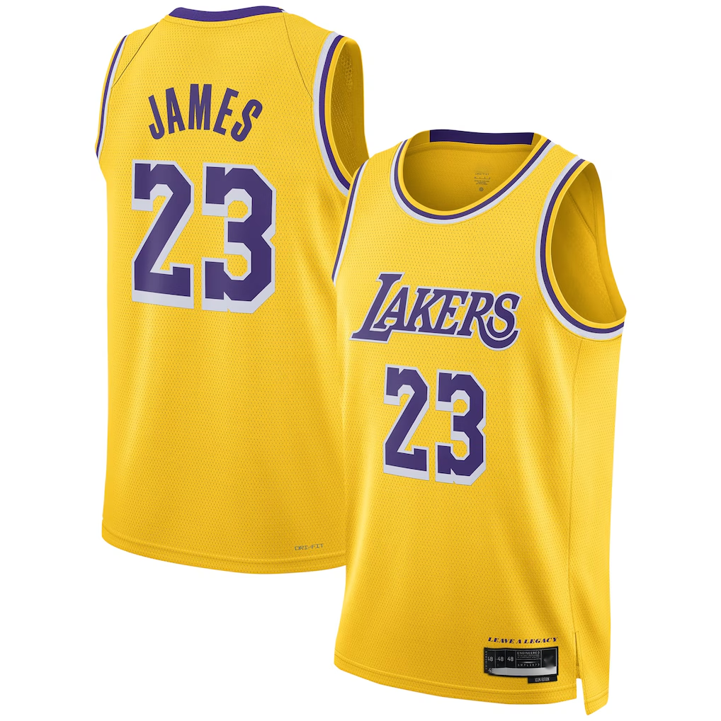 Ldoa LA.Lakers #23 LeBron James Gold Swingman Stitched Jerseys - Icon Edition