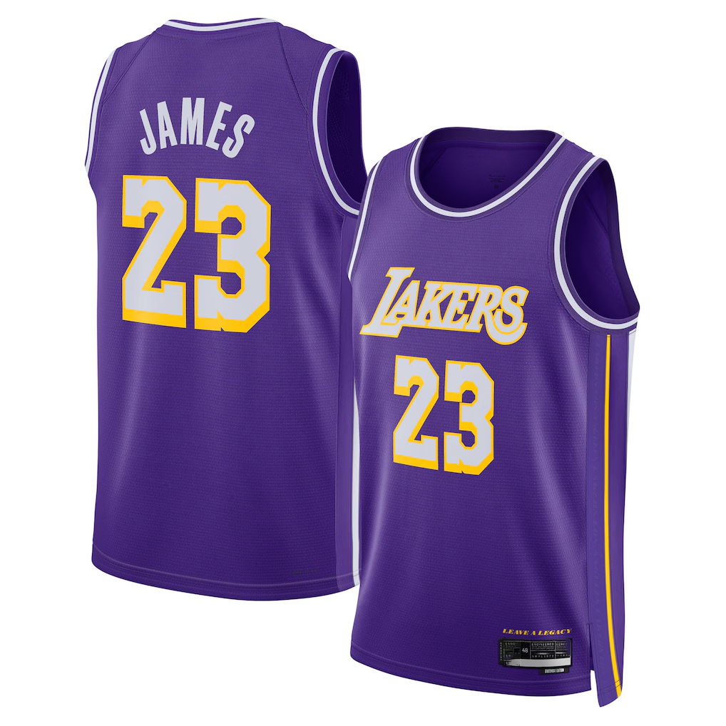 Ldoa LA.Lakers #23 LeBron James Purple Swingman Stitched Jerseys - Statement Edition