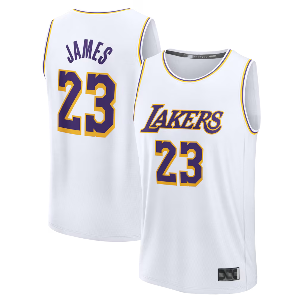 Ldoa LA.Lakers #23 LeBron James White Fast Break Replica Player Stitched Jerseys - Association Edition