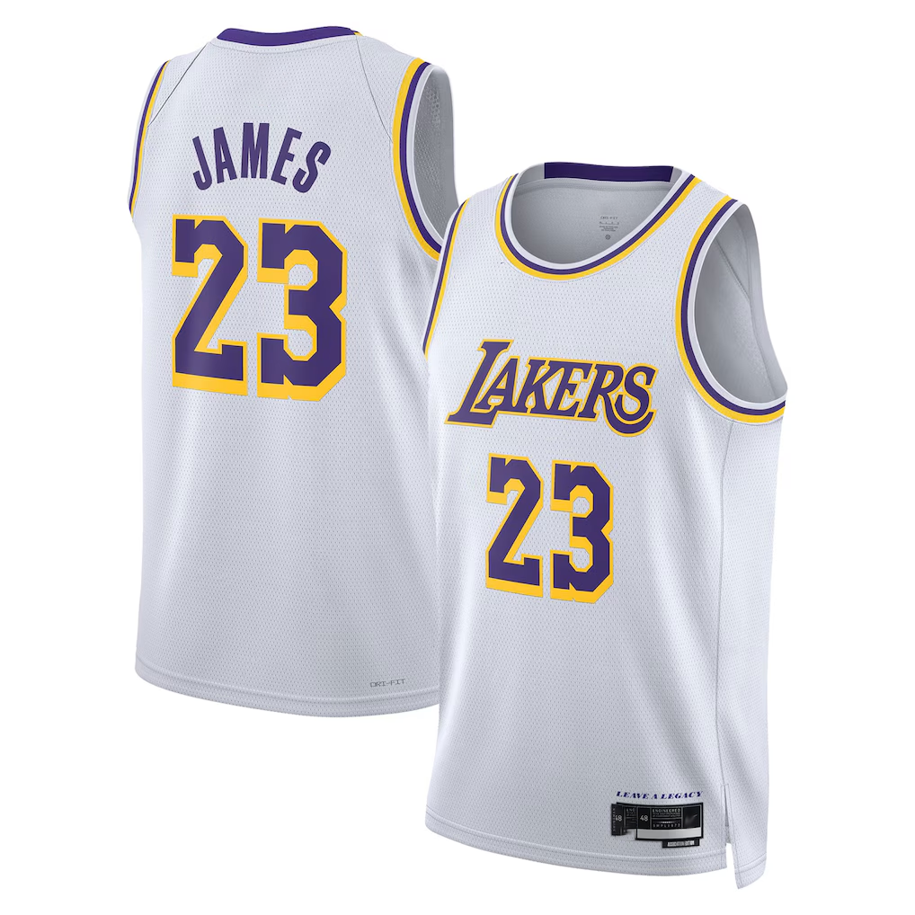 Ldoa LA.Lakers #23 LeBron James White Swingman Stitched Jerseys - Association Edition