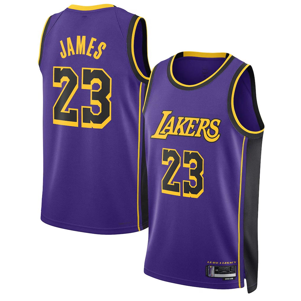 Ldoa LA.Lakers #23 Lebron James Statement Edition Swingman Stitched Jerseys