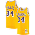 Ldoa LA.Lakers #34 Shaquille O'Neal Mitchell & Ness Gold 1996-1997 Hardwood Classics Authentic Jerseys