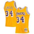 Ldoa LA.Lakers #34 Shaquille O'Neal Mitchell & Ness Gold 199697 Hardwood Classics Swingman Jerseys