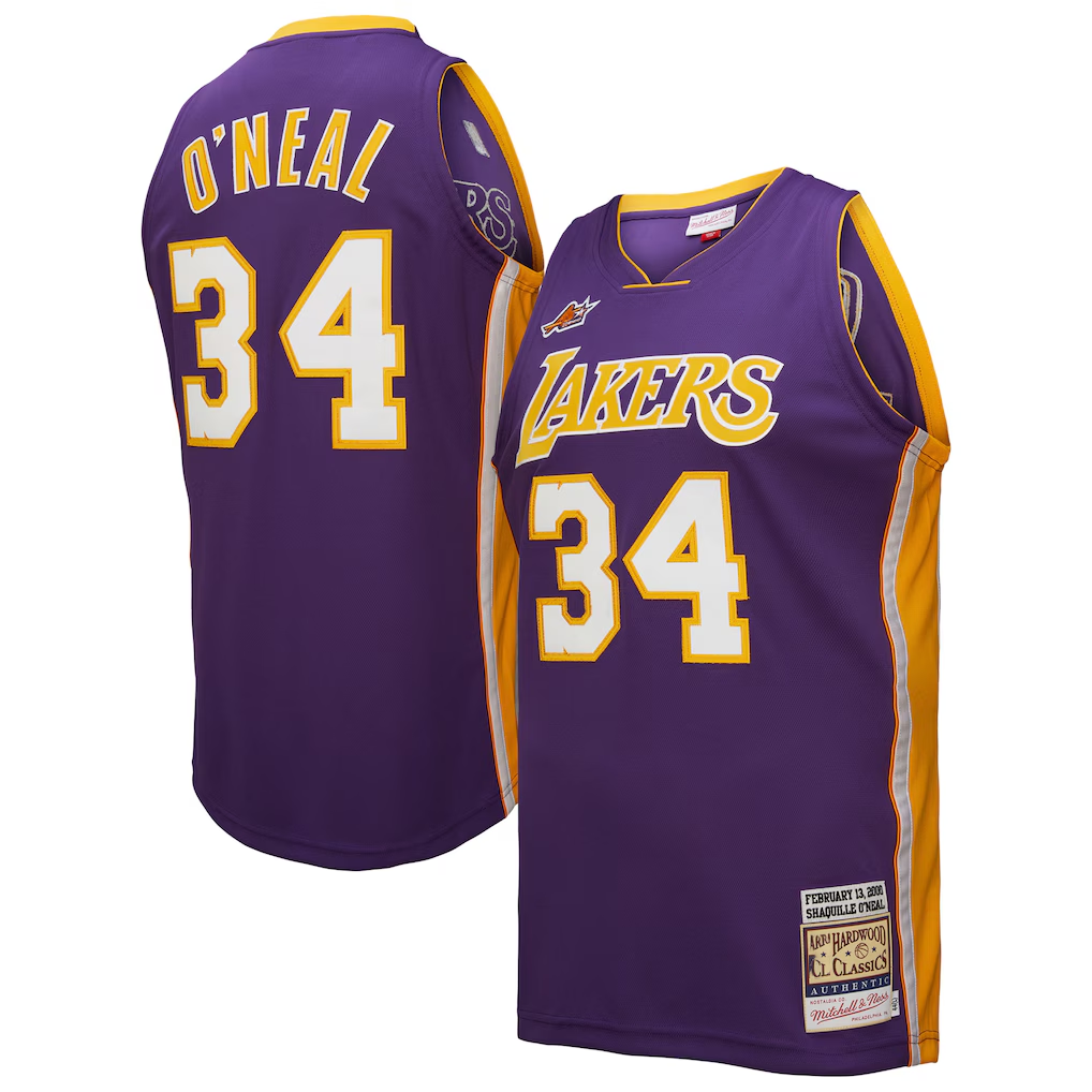 Ldoa LA.Lakers #34 Shaquille O'Neal Mitchell & Ness Purple 2000 All-Star Game Authentic Jerseys
