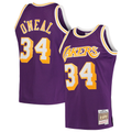 Ldoa LA.Lakers #34 Shaquille O'Neal Mitchell & Ness Purple Hardwood Classics Swingman Jerseys