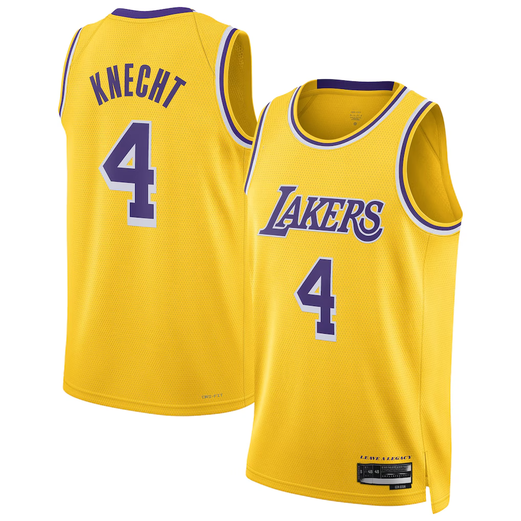 Ldoa LA.Lakers #4 Dalton Knecht Gold Swingman Stitched Jerseys