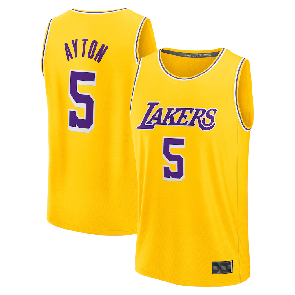 Ldoa LA.Lakers #5 Deandre Ayton Gold Fast Break Replica Player Stitched Jerseys - Icon Edition