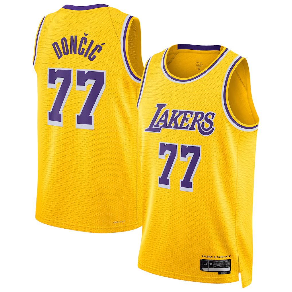Ldoa LA.Lakers #77 Luka Doncic Dri-Fit Swingman Stitched Jerseys