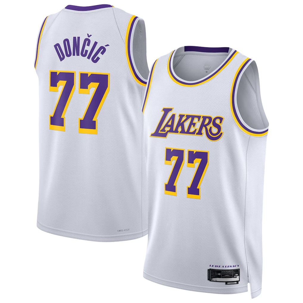 Ldoa LA.Lakers #77 Luka Don?i? White Swingman Stitched Jerseys - Association Edition