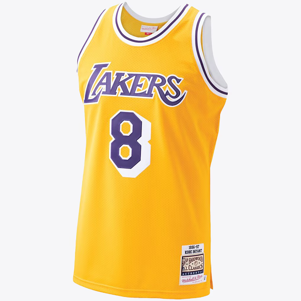 Ldoa LA.Lakers #8 Kobe Bryant Gold Hardwood Classics 1996-97 Authentic Stitched Jerseys By Mitchell & Ness