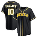 Ldoa M.Brewers #10 Sal Frelick Player Black Fashion Out Home Game Stitched Jerseys