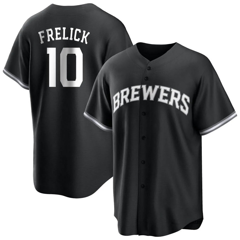 Ldoa M.Brewers #10 Sal Frelick Player Black Game Home Stitched Jerseys
