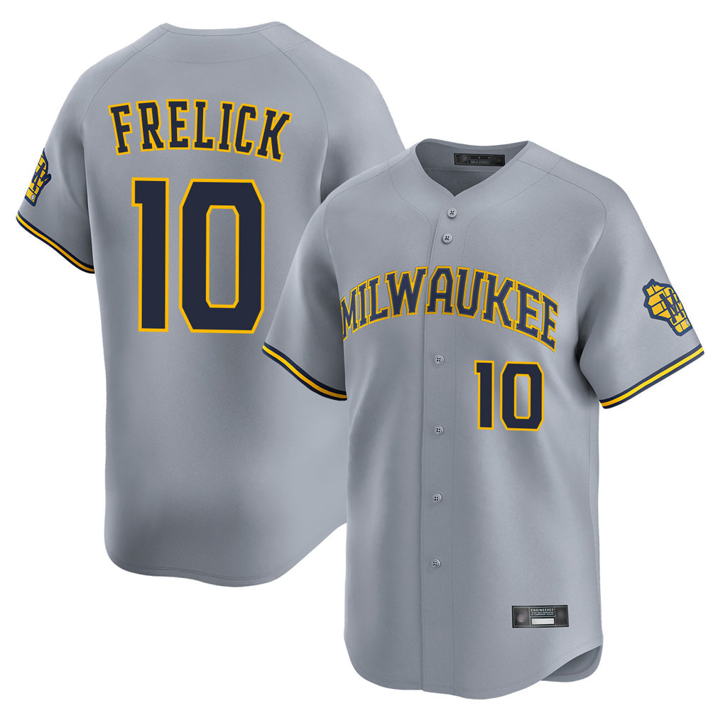 Ldoa M.Brewers #10 Sal Frelick Player Gray Home Limited Stitched Jerseys
