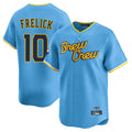 Ldoa M.Brewers #10 Sal Frelick Player Light Blue Road Stadium Game Stitched Jerseys