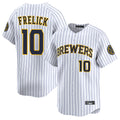 Ldoa M.Brewers #10 Sal Frelick Player White Stripes Home Limited Game Stitched Jerseys