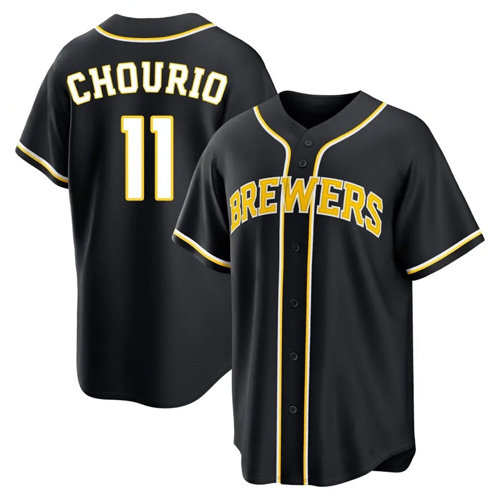 Ldoa M.Brewers M.Brewers #11 Jackson Chourio Player Black Fashion Out Home Game Stitched Jerseys Player Black Fashion Out Home Game Stitched Jerseys
