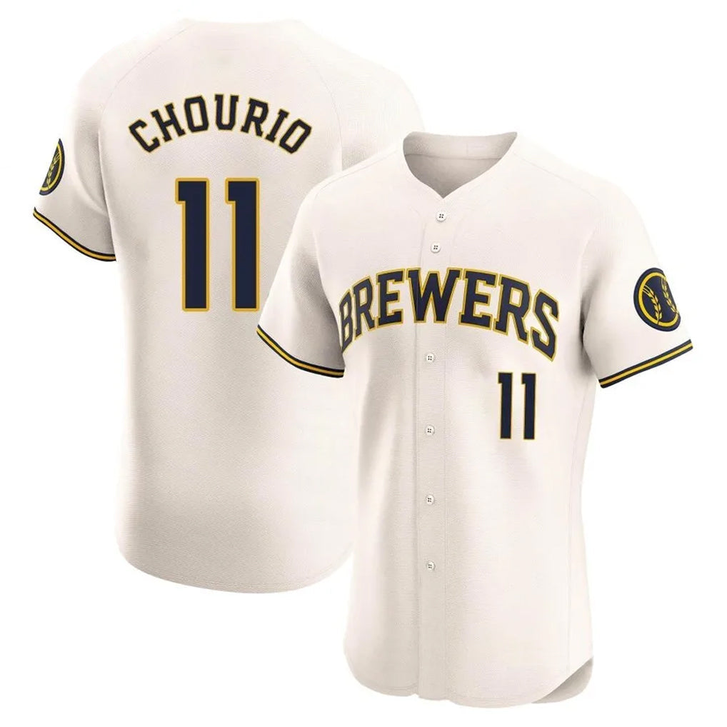 Ldoa M.Brewers #11 Jackson Chourio Player Cream Home Limited Elite Stitched Jerseys