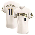 Ldoa M.Brewers #11 Jackson Chourio Player Cream Home Limited Elite Stitched Jerseys