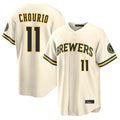 Ldoa M.Brewers #11 Jackson Chourio Player Cream Home Limited Stitched Jerseys