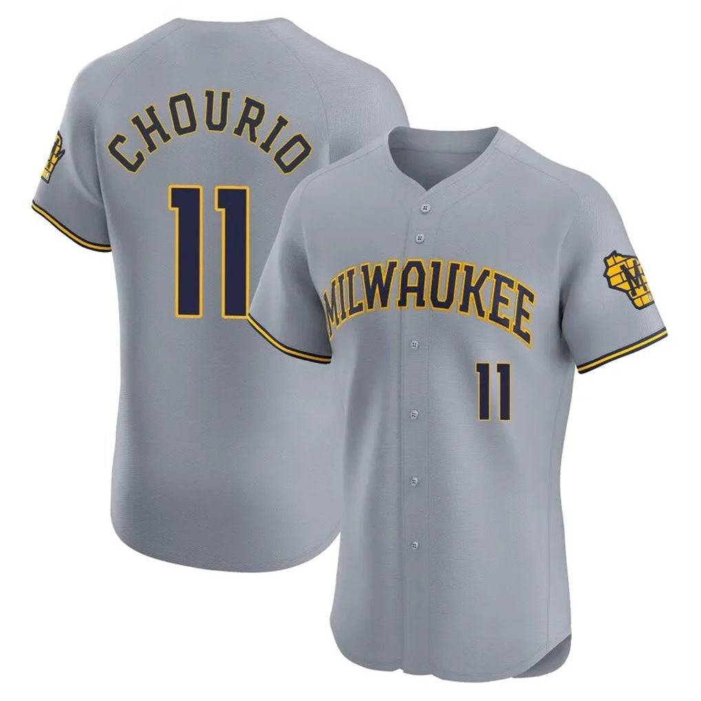 Ldoa M.Brewers #11 Jackson Chourio Player Gray Home Limited Elite Stitched Jerseys