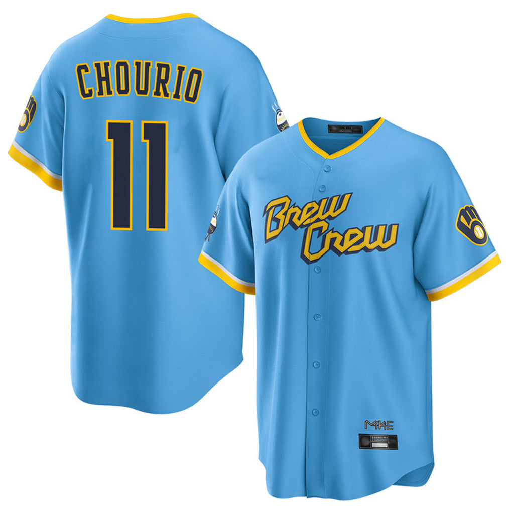 Ldoa M.Brewers #11 Jackson Chourio Player Light Blue City Connect Home Game Stitched Jerseys