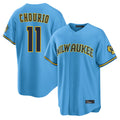 Ldoa M.Brewers #11 Jackson Chourio Player Light Blue Road Stadium Game Stitched Jerseys