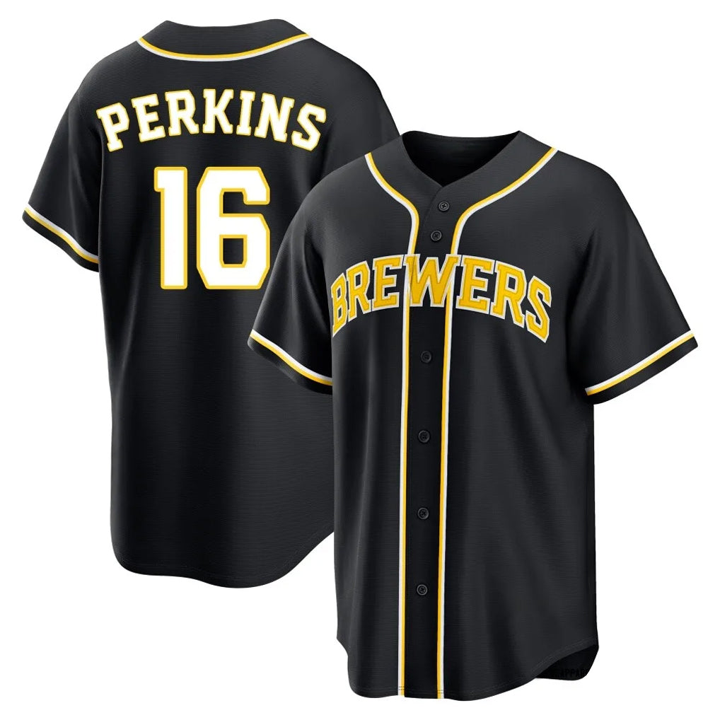 Ldoa M.Brewers #16 Blake Perkins Player Black Fashion Out Home Game Stitched Jerseys
