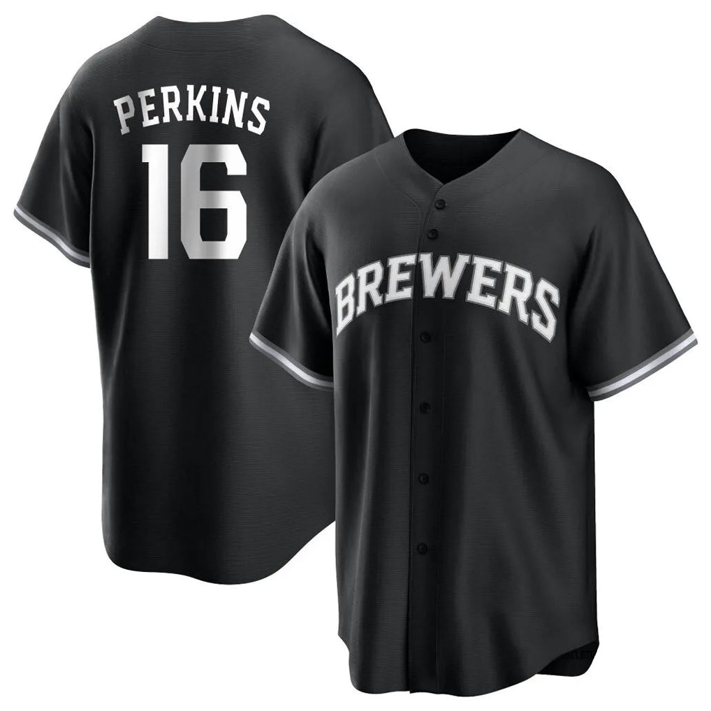 Ldoa M.Brewers #16 Blake Perkins Player Black Game Home Stitched Jerseys