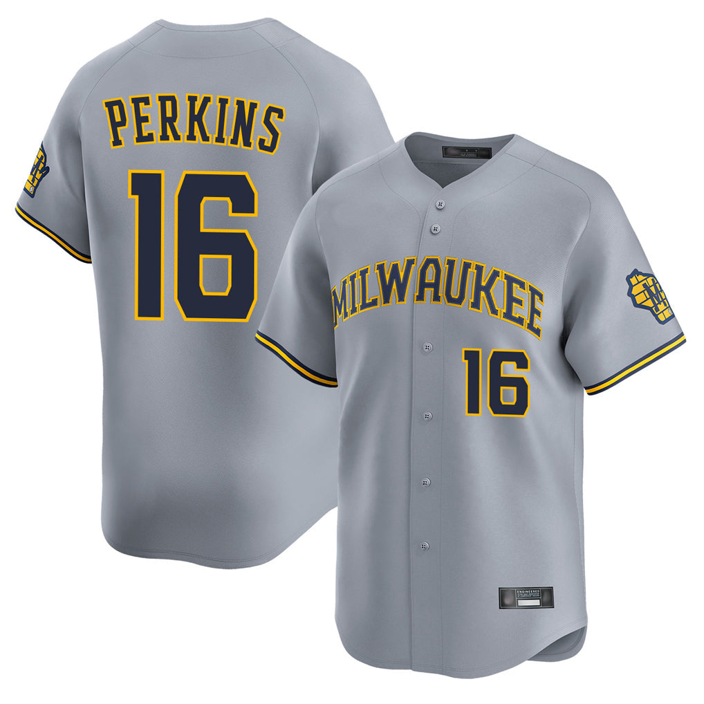 Ldoa M.Brewers #16 Blake Perkins Player Gray Home Limited Stitched Jerseys