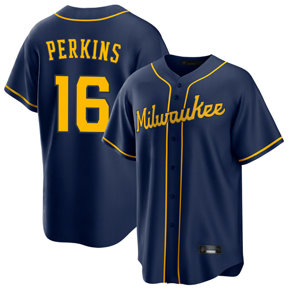 Ldoa M.Brewers #16 Blake Perkins Player Navy Home Game Stitched Jerseys
