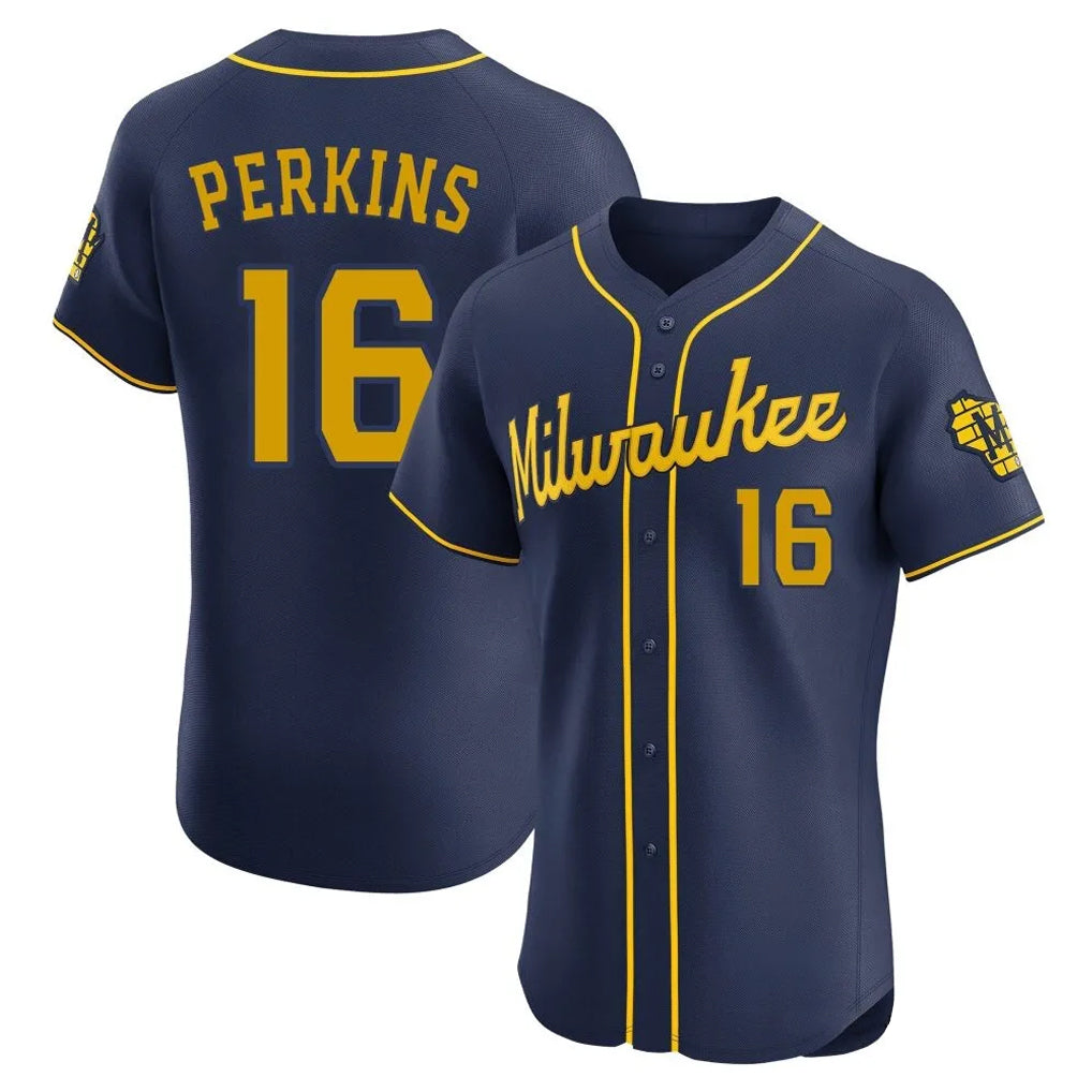 Ldoa M.Brewers #16 Blake Perkins Player Navy Home Limited Elite Stitched Jerseys