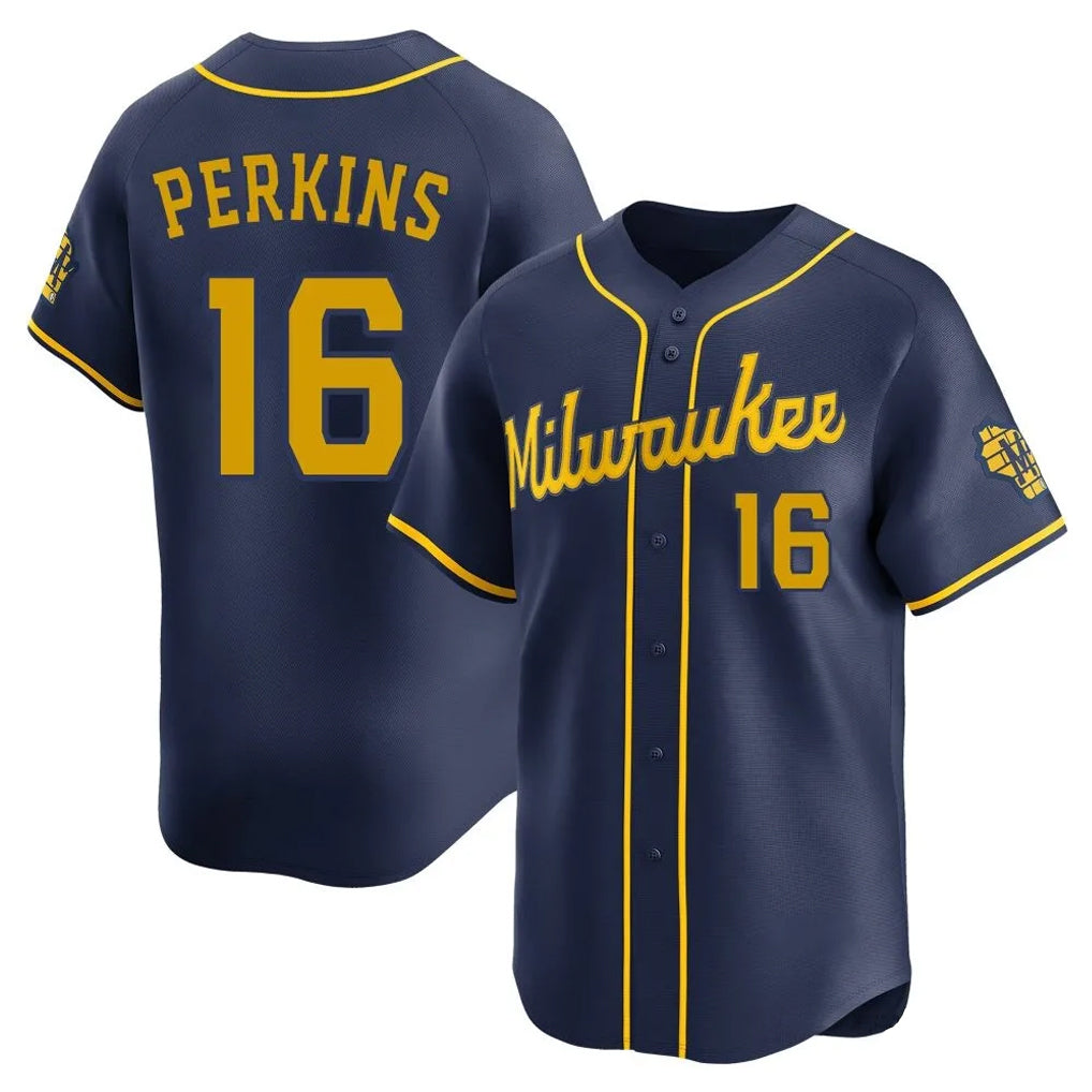 Ldoa M.Brewers #16 Blake Perkins Player Navy Home Limited Stitched Jerseys