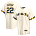 Ldoa M.Brewers #22 Christian Yelich Player Cream Home Game Stitched Jerseys