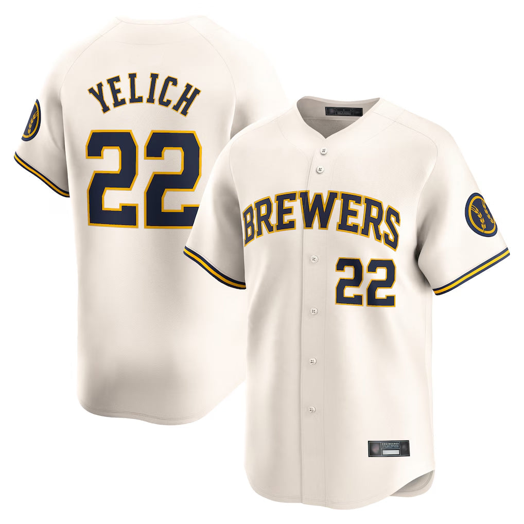 Ldoa M.Brewers #22 Christian Yelich Player Cream Home Limited Stitched Jerseys