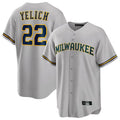 Ldoa M.Brewers #22 Christian Yelich Player Gray Home Game Stitched Jerseys