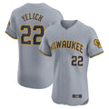Ldoa M.Brewers #22 Christian Yelich Player Gray Home Limited Elite Stitched Jerseys