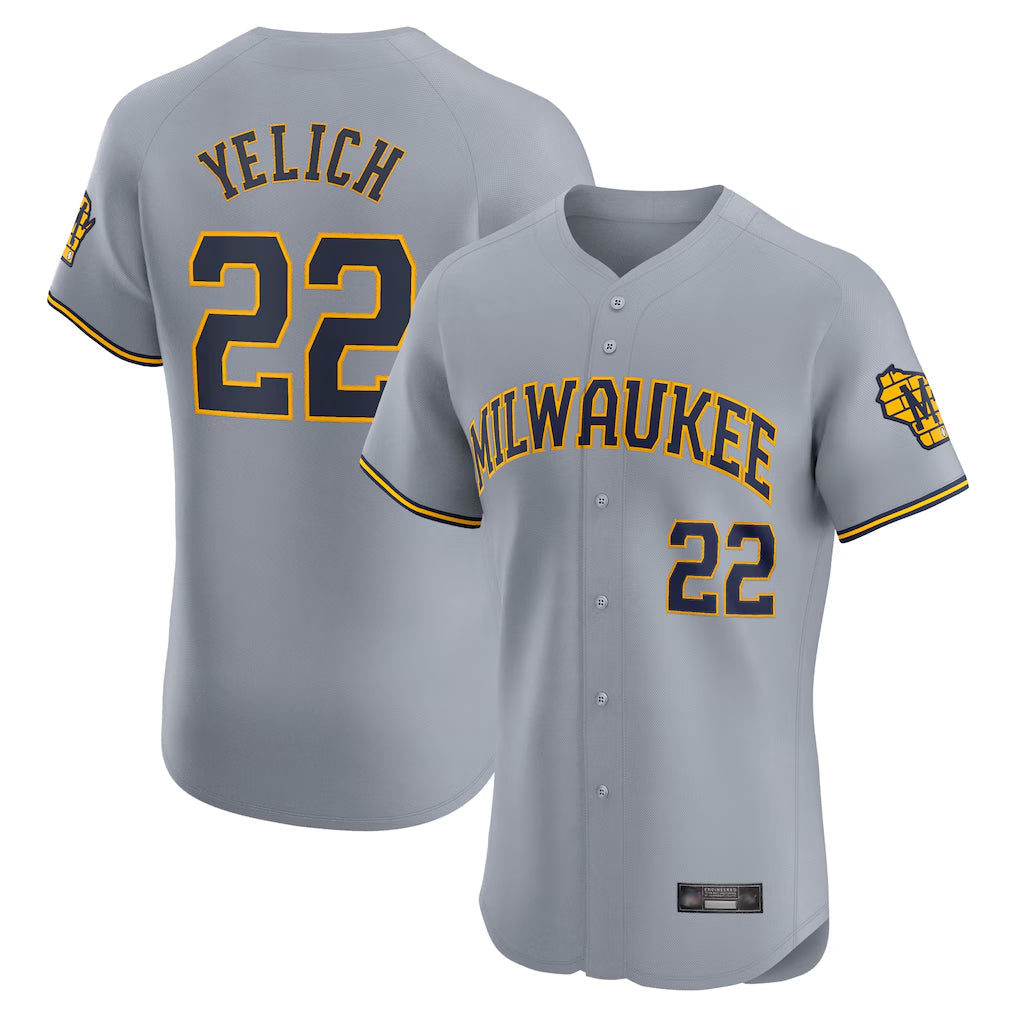 Ldoa M.Brewers #22 Christian Yelich Player Gray Home Limited Elite Stitched Jerseys