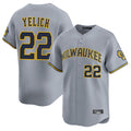 Ldoa M.Brewers #22 Christian Yelich Player Gray Home Limited Stitched Jerseys