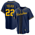 Ldoa M.Brewers #22 Christian Yelich Player Navy Home Game Stitched Jerseys