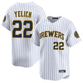 Ldoa M.Brewers #22 Christian Yelich Player White Stripes Home Limited Game Stitched Jerseys