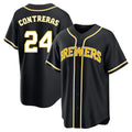 Ldoa M.Brewers #24 William Contreras Player Black Fashion Out Home Game Stitched Jerseys