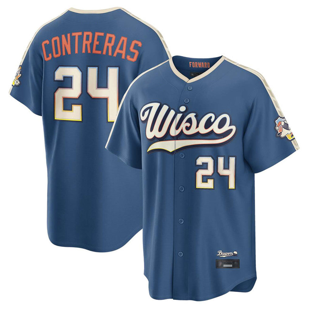 Ldoa M.Brewers #24 William Contreras Player Blue 2026 City Connect Home Game Stitched Jerseys