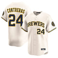Ldoa M.Brewers #24 William Contreras Player Cream Home Limited Game Stitched Jerseys