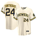 Ldoa M.Brewers #24 William Contreras Player Cream Home Limited Stitched Jerseys