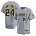 Ldoa M.Brewers #24 William Contreras Player Gray Home Limited Stitched Jerseys