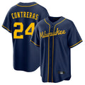 Ldoa M.Brewers #24 William Contreras Player Navy Home Game Stitched Jerseys