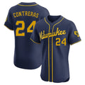 Ldoa M.Brewers #24 William Contreras Player Navy Home Limited Elite Stitched Jerseys