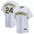 Ldoa M.Brewers #24 William Contreras Player White Stripes Home Limited Stitched Jerseys