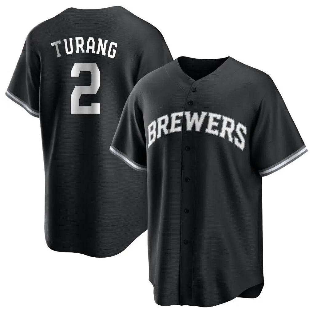 Ldoa M.Brewers #2 Brice Turang Player Black Game Home Stitched Jerseys