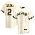 Ldoa M.Brewers #2 Brice Turang Player Cream Home Game Stitched Jerseys